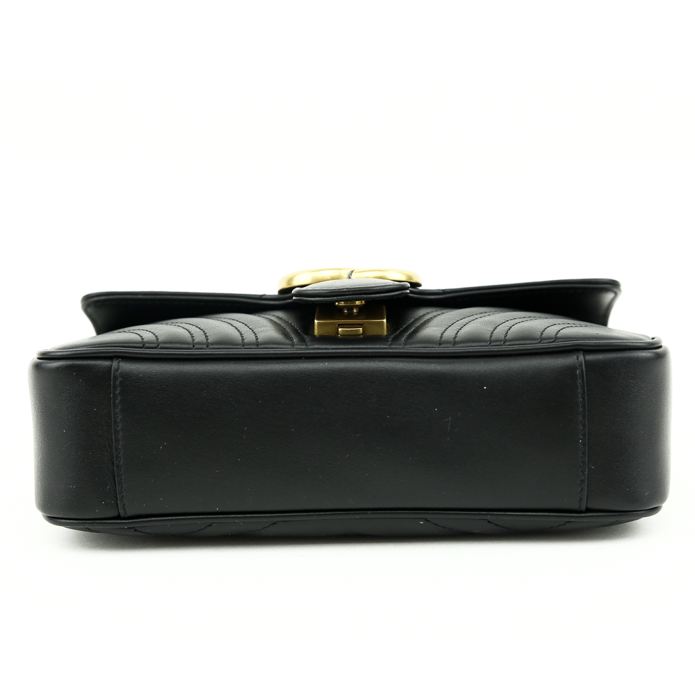 base view of Gucci Black GG Marmont Mini Matelasse Shoulder Bag