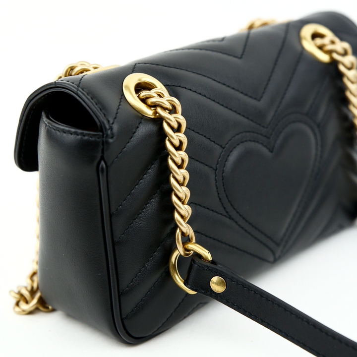 chain view of Gucci Black GG Marmont Mini Matelasse Shoulder Bag