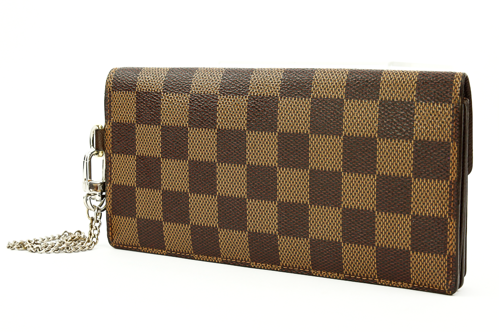 Back view of Louis Vuitton Damier Coated Canvas Double Snap Wristlet Wallet