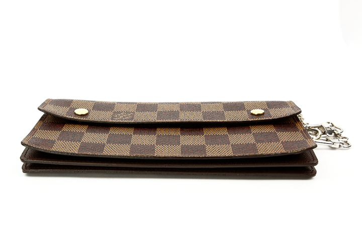 Base view of Louis Vuitton Damier Coated Canvas Double Snap Wristlet Wallet