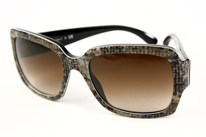 Chanel Gray Square Tweed Print Sunglasses