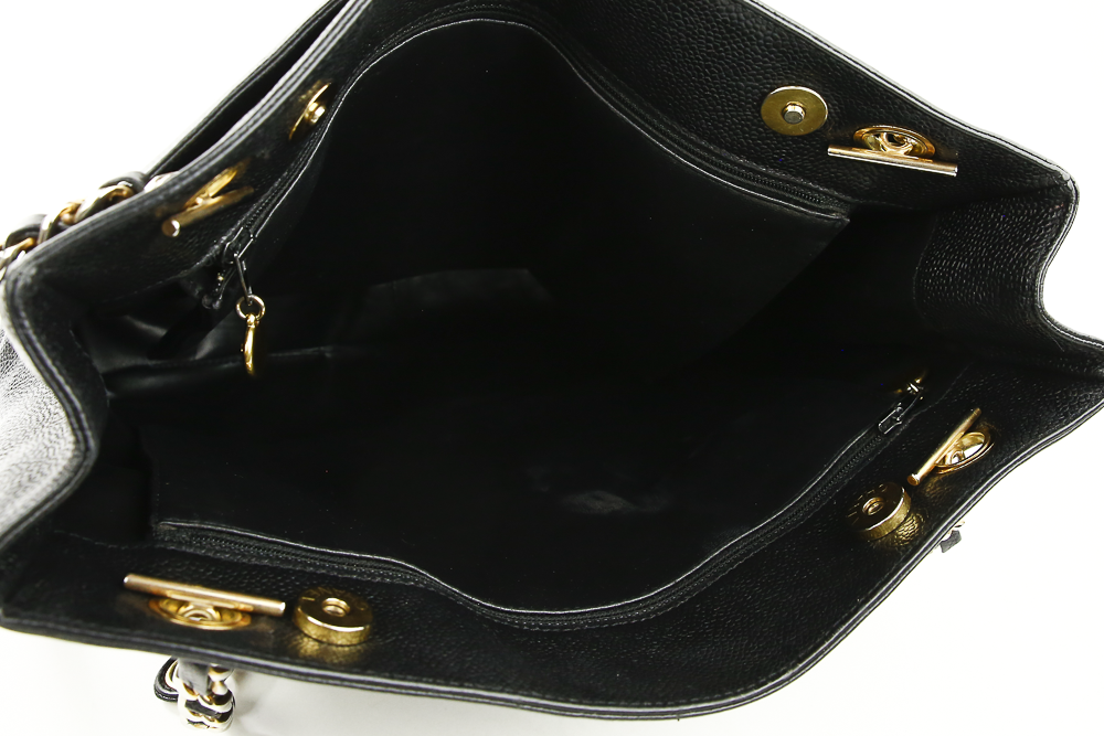 Top view of Chanel Black Caviar Leather Triple CC Vintage Shoulder Bag