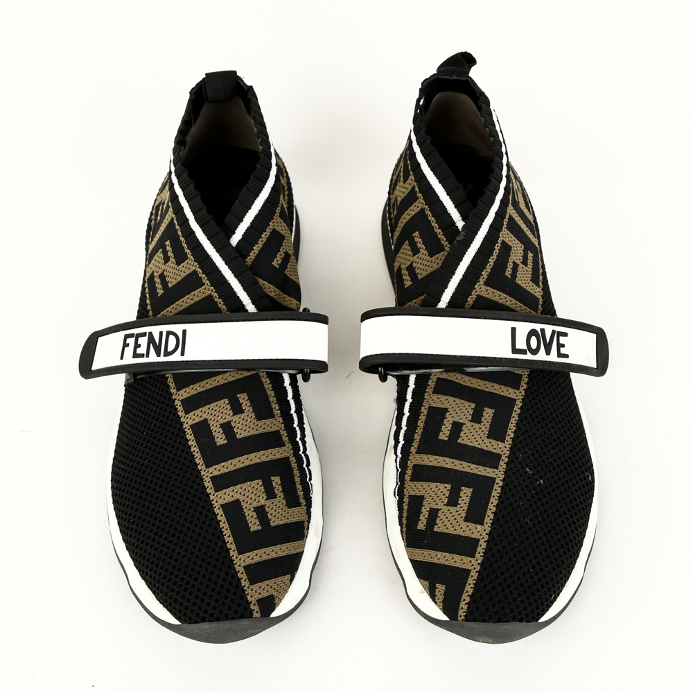 top view of Fendi Rockoko FF Knit Sock Sneakers