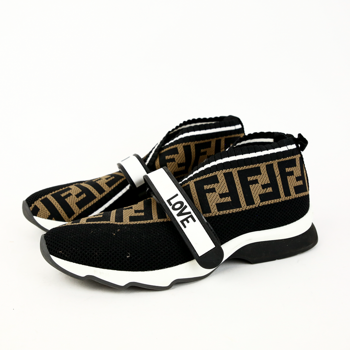 side view of Fendi Rockoko FF Knit Sock Sneakers