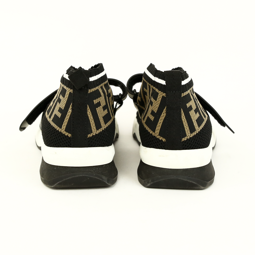 back view of Fendi Rockoko FF Knit Sock Sneakers