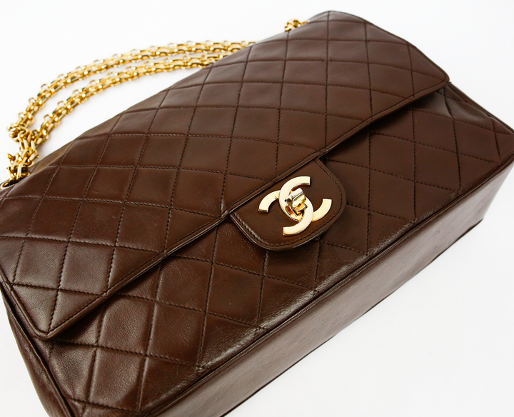 top view of Chanel Chocolate Brown Vintage Medium Double Flap Bag