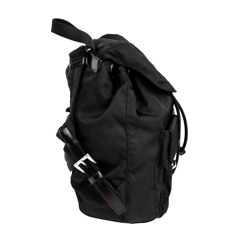 Prada Black Vela Nylon Small Drawstring Backpack