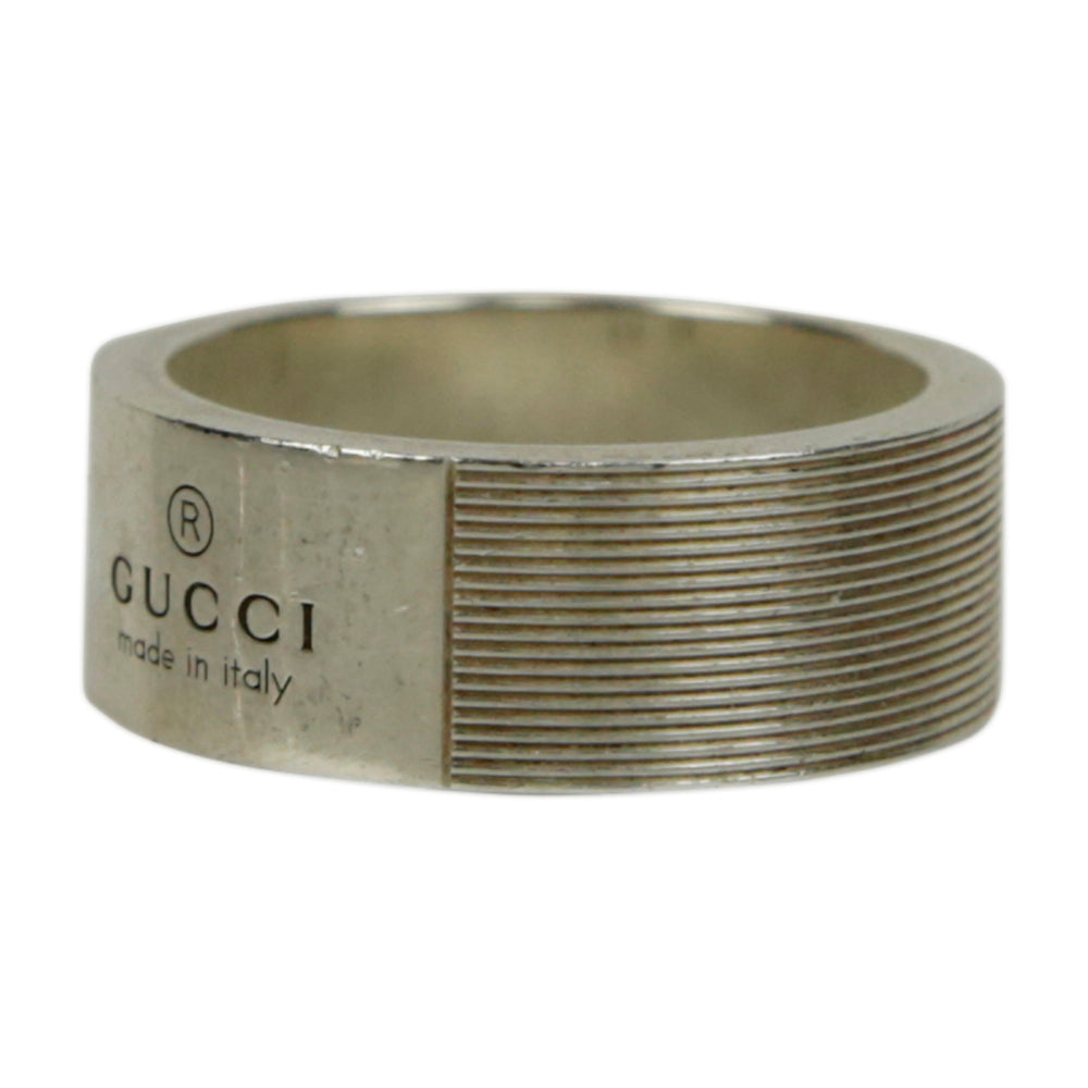 Gucci Sterling Silver Logo Band Ring