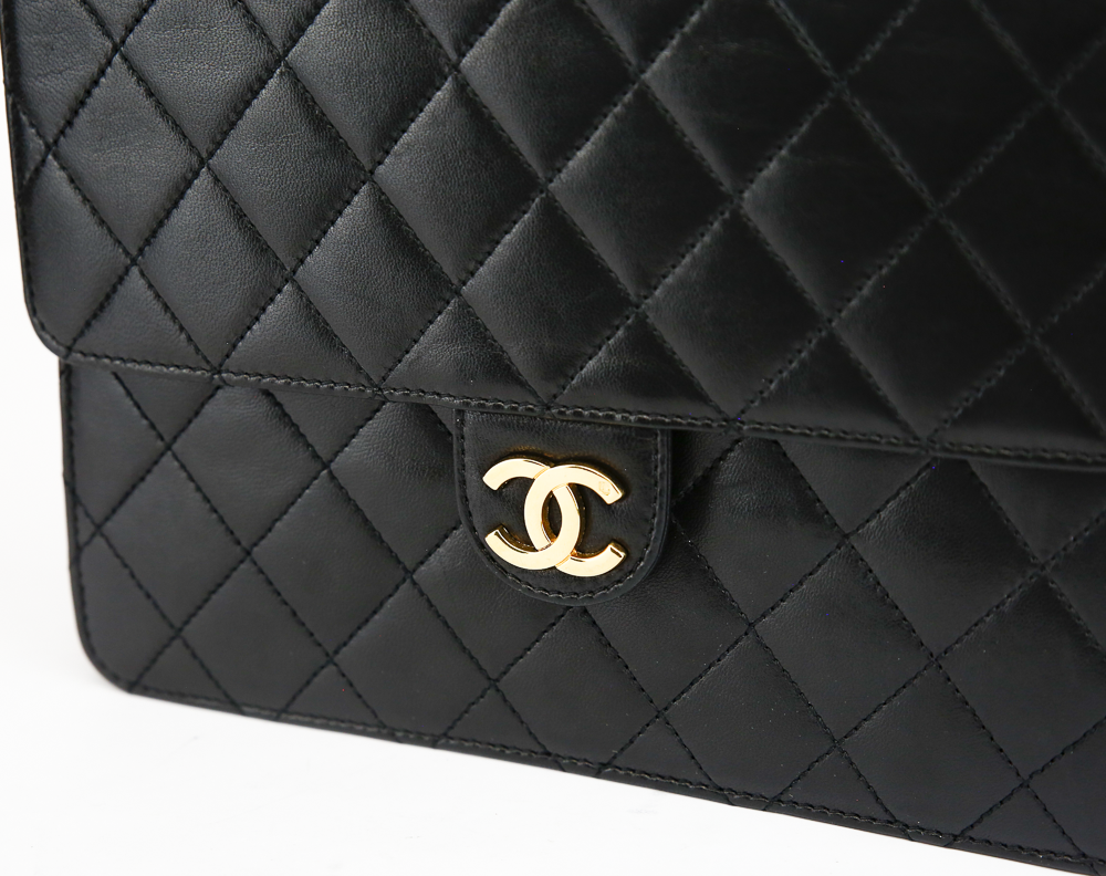 Chanel Vintage Black Quilted Leather Single Flap Bag