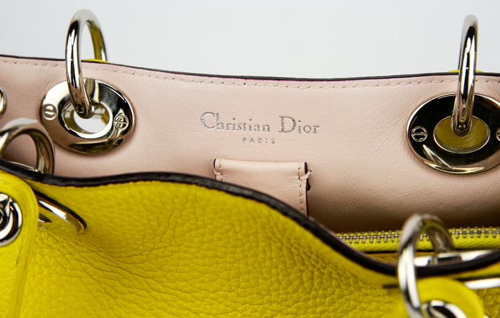 Dior Yellow Pebbled Leather Diorissimo Tote Bag