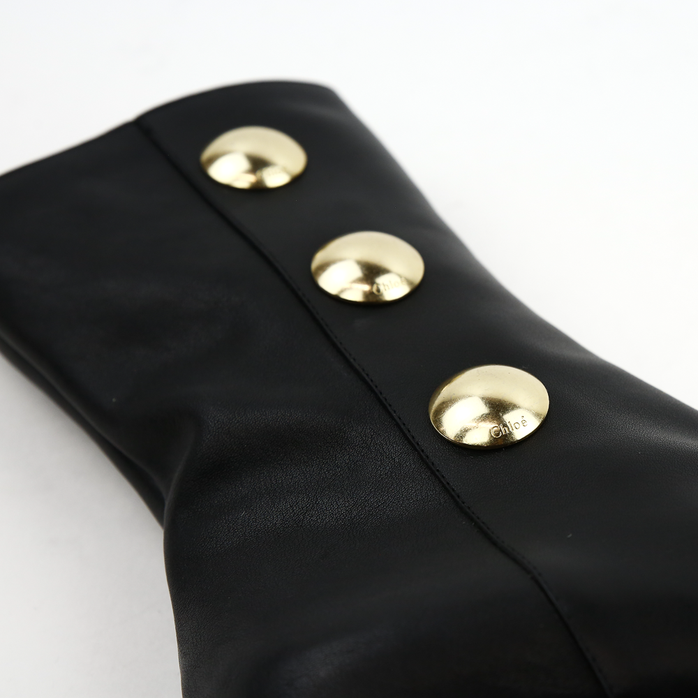 button view of Chloe Black Leather Orlando Button Boots