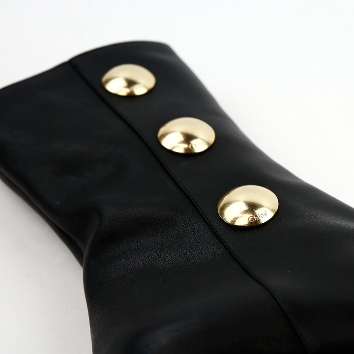 button view of Chloe Black Leather Orlando Button Boots