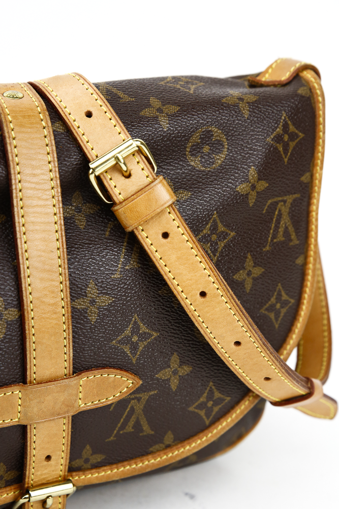 strap view of Louis Vuitton Monogram Coated Canvas Saumur 25 Satchel