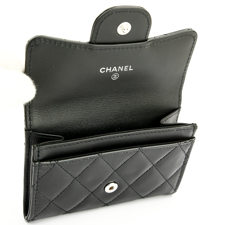 Chanel 2.55 Reissue Quilted Black Patent Leather Card Holder