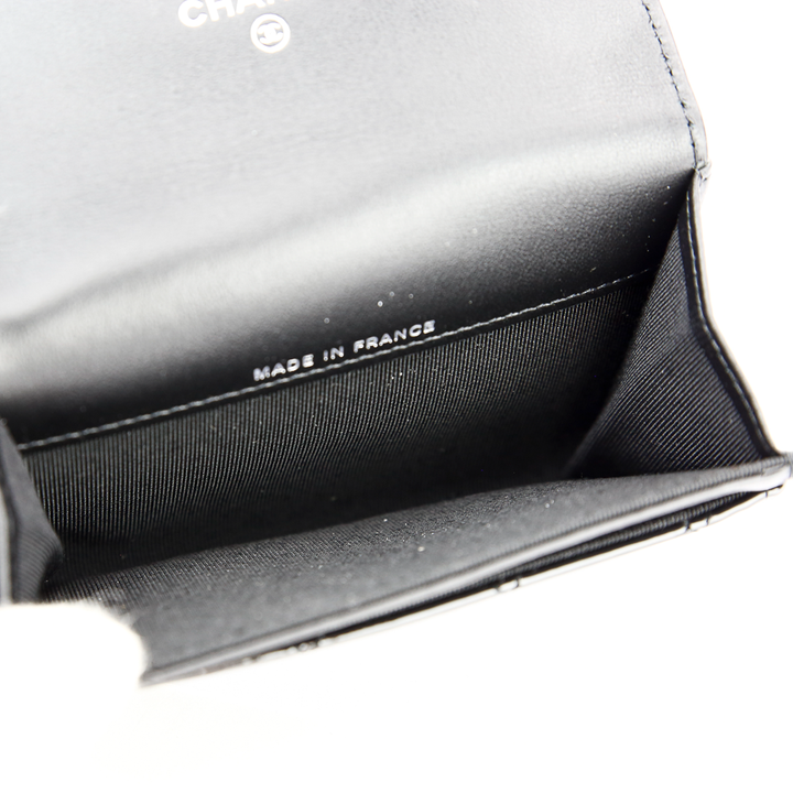 Interior view of Chanel 2.55 Reissue Quilted Black Patent Leather Card Holder