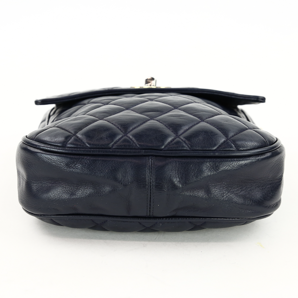 base view of Chanel Vintage Navy Quilted Lambskin Crossbody Bag