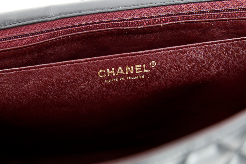 Chanel Black Lambskin Single Flap Maxi Handbag