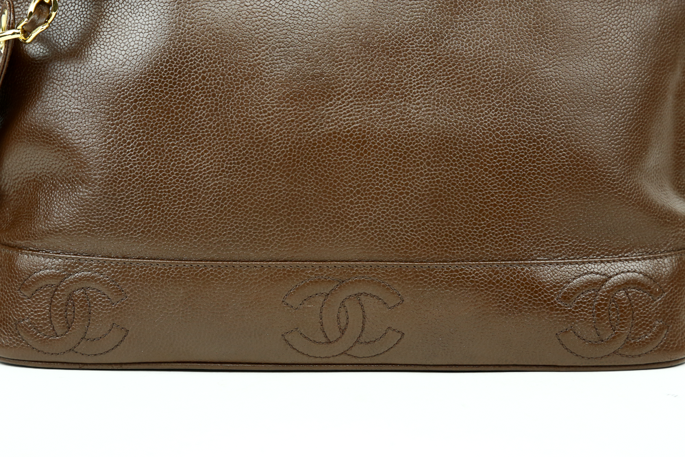 CC view of Chanel Vintage Brown Caviar Triple C Shoulder Bag