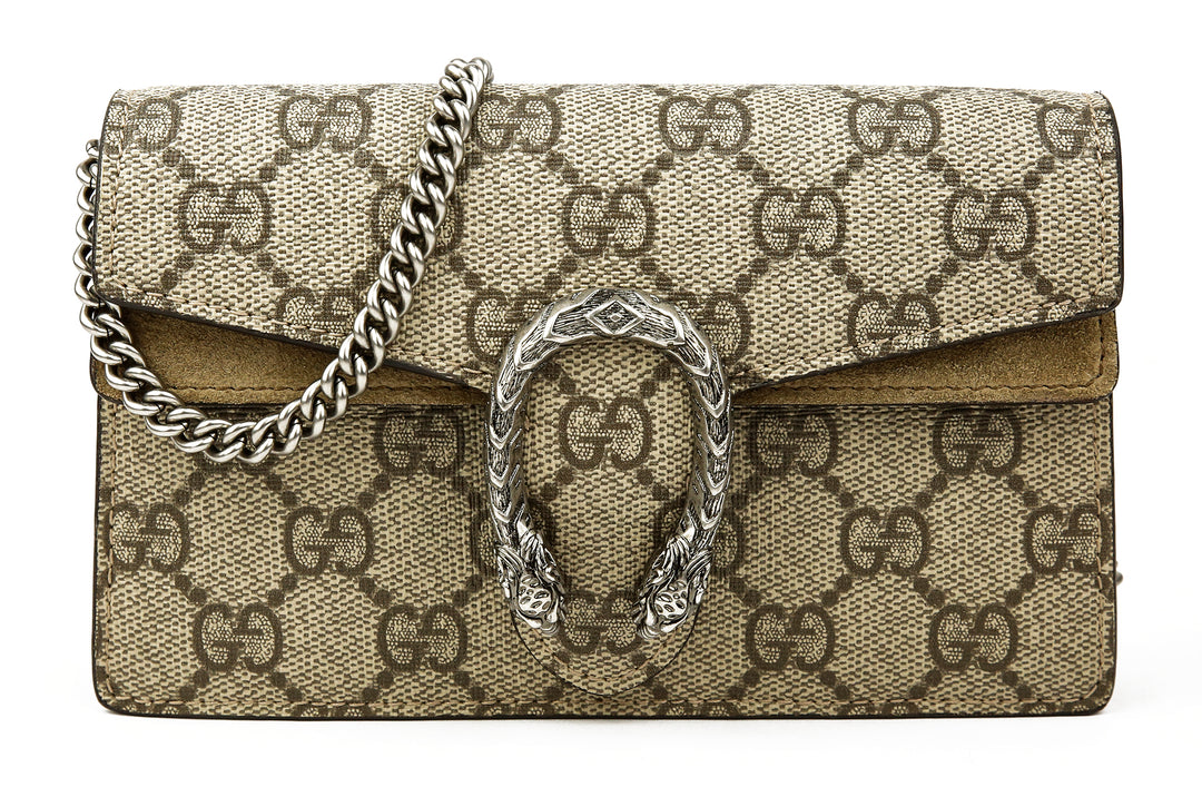 Gucci Beige Canvas & Suede Mini Dionysus GG Supreme Shoulder Bag