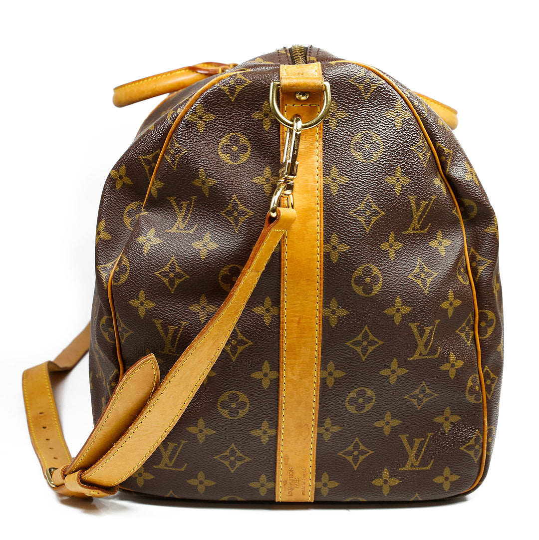 Louis Vuitton Brown Monogram Coated Canvas Keepall Bandouliere 55