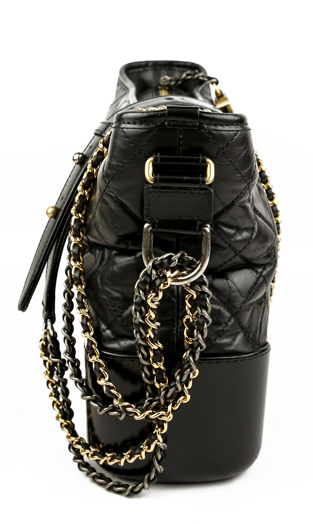 Chanel Black Aged Calfskin Leather Gabrielle Bag