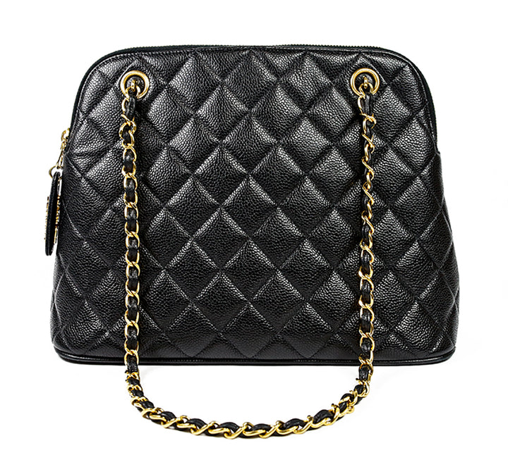 Chanel Black Quilted Caviar Leather Vintage Shoulder Bag