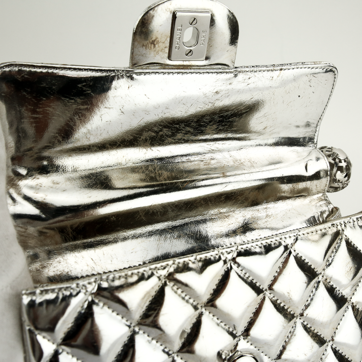Chanel Around The World Silver Quilted Clutch