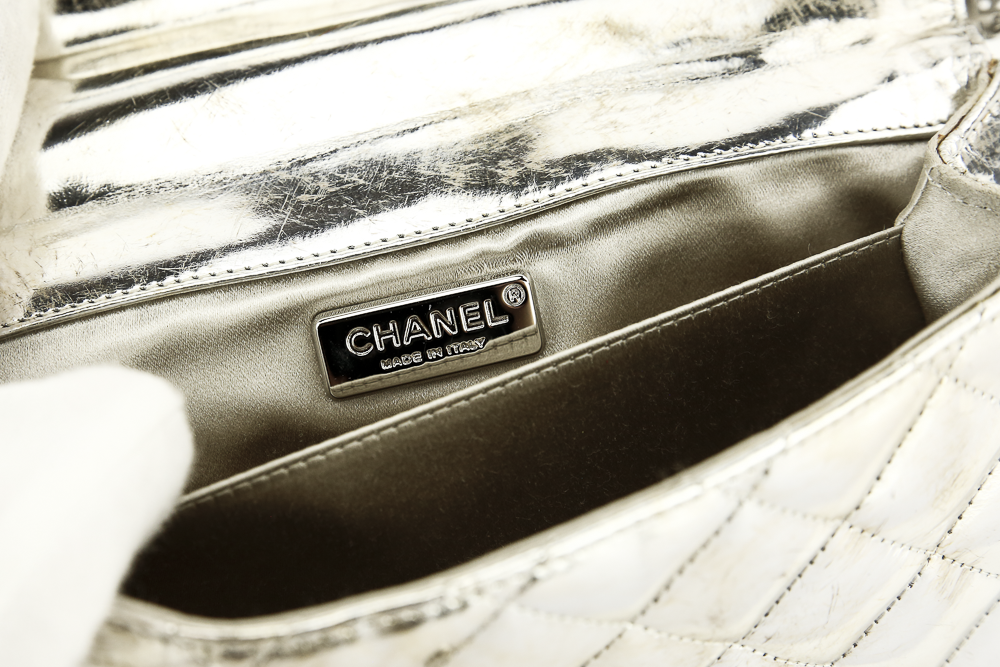 Chanel Around The World Silver Quilted Clutch