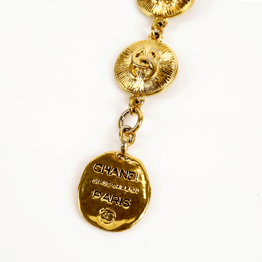 Chanel Vintage Sunburst Logo Medallion Bracelet