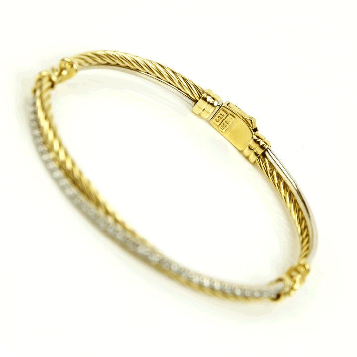 David Yurman 18K Yellow Gold Crossover Linked Bracelet With Pavé Diamonds
