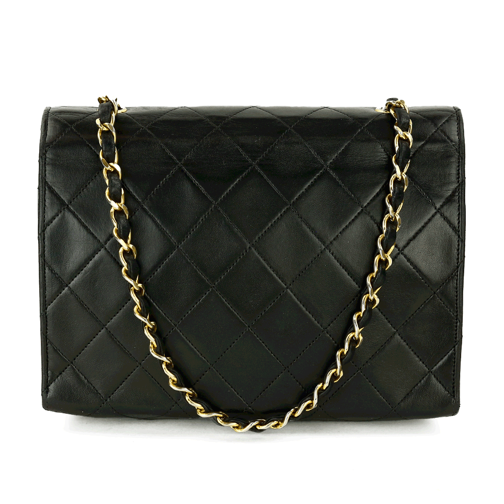 back view of Chanel Vintage Black Quilted Envelope Flap Bag