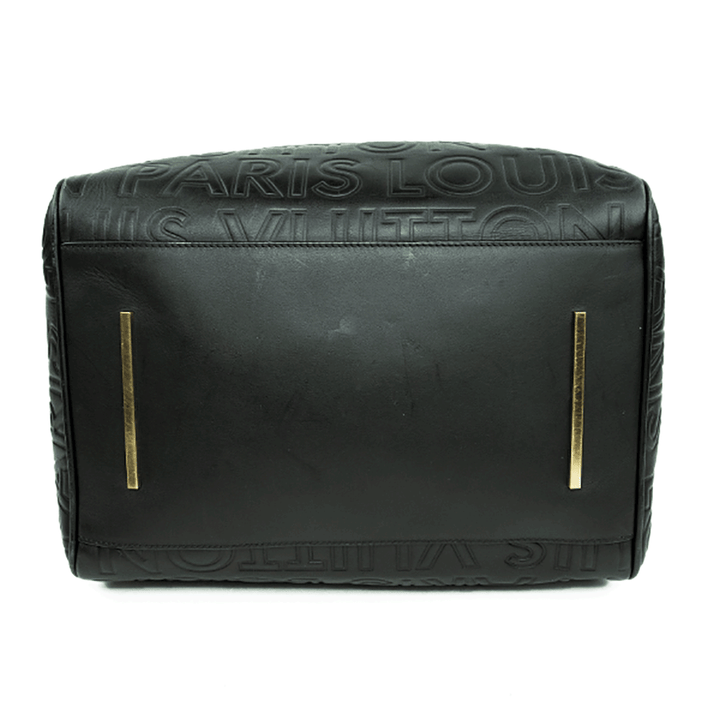 Base view of Louis Vuitton Speedy Cube 30 Black Calfskin Embossed Leather Satchel