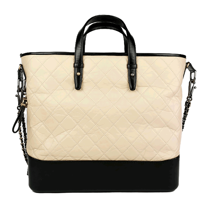 Front view of Chanel Nude Aged Calfskin Quilted Leather Large Gabrielle Tote