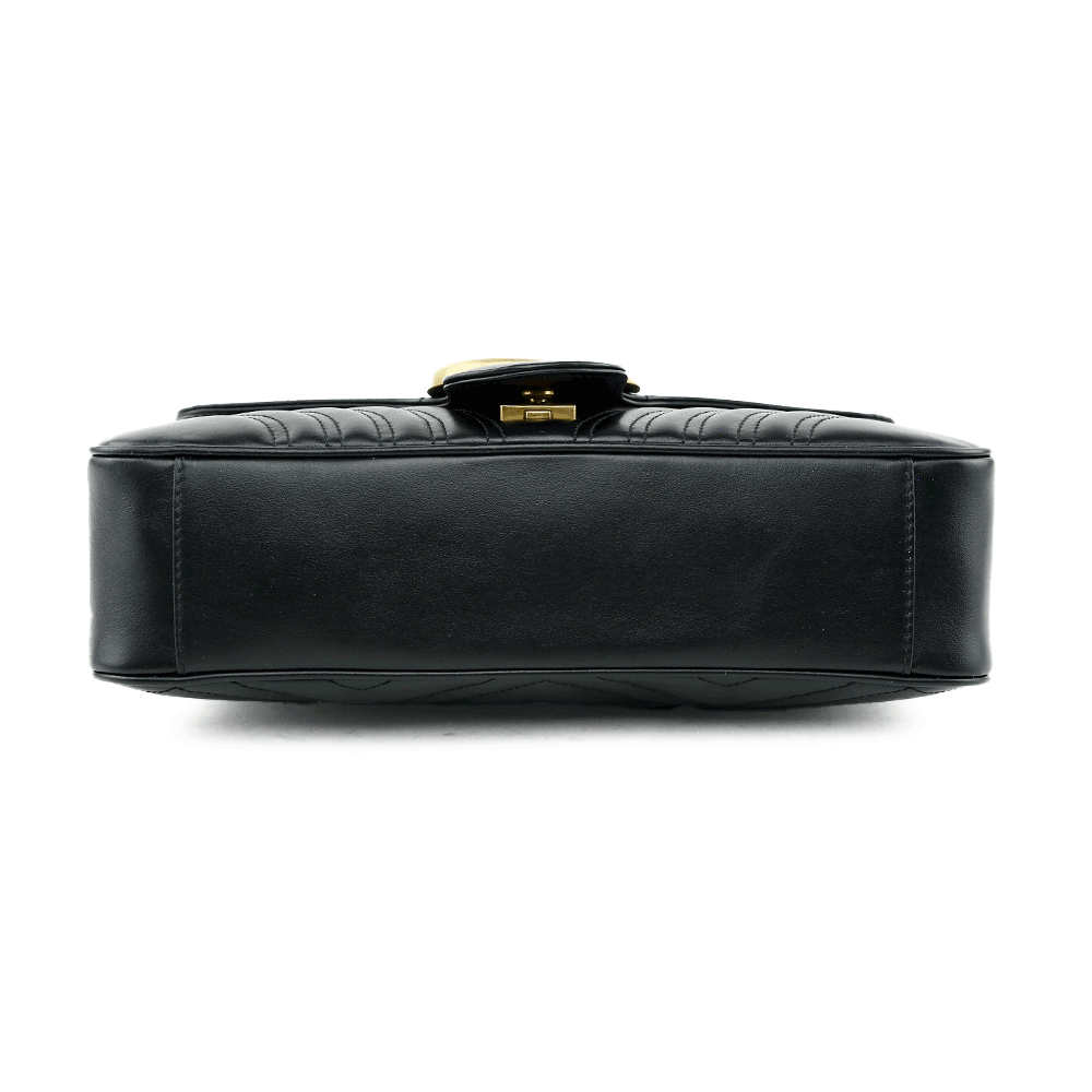 base view of Gucci Black GG Marmont Medium Matelasse Shoulder Bag