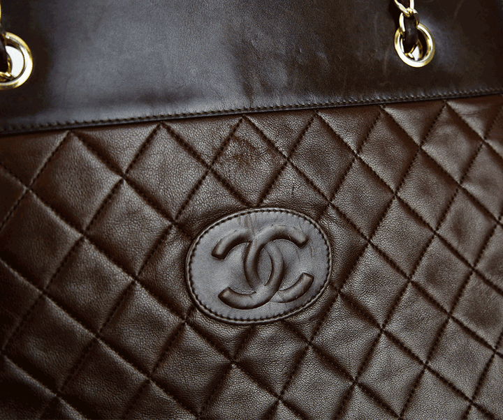Chanel Vintage Brown Quilted Leather Flat Shoulder Bag