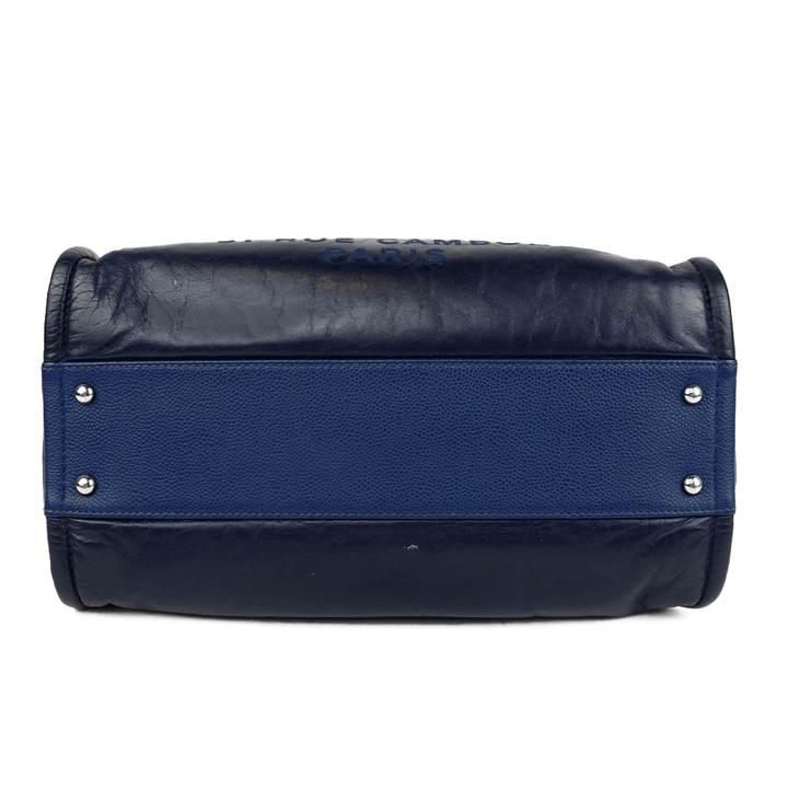base view of Chanel Navy Glazed Calfskin Deauville Tote