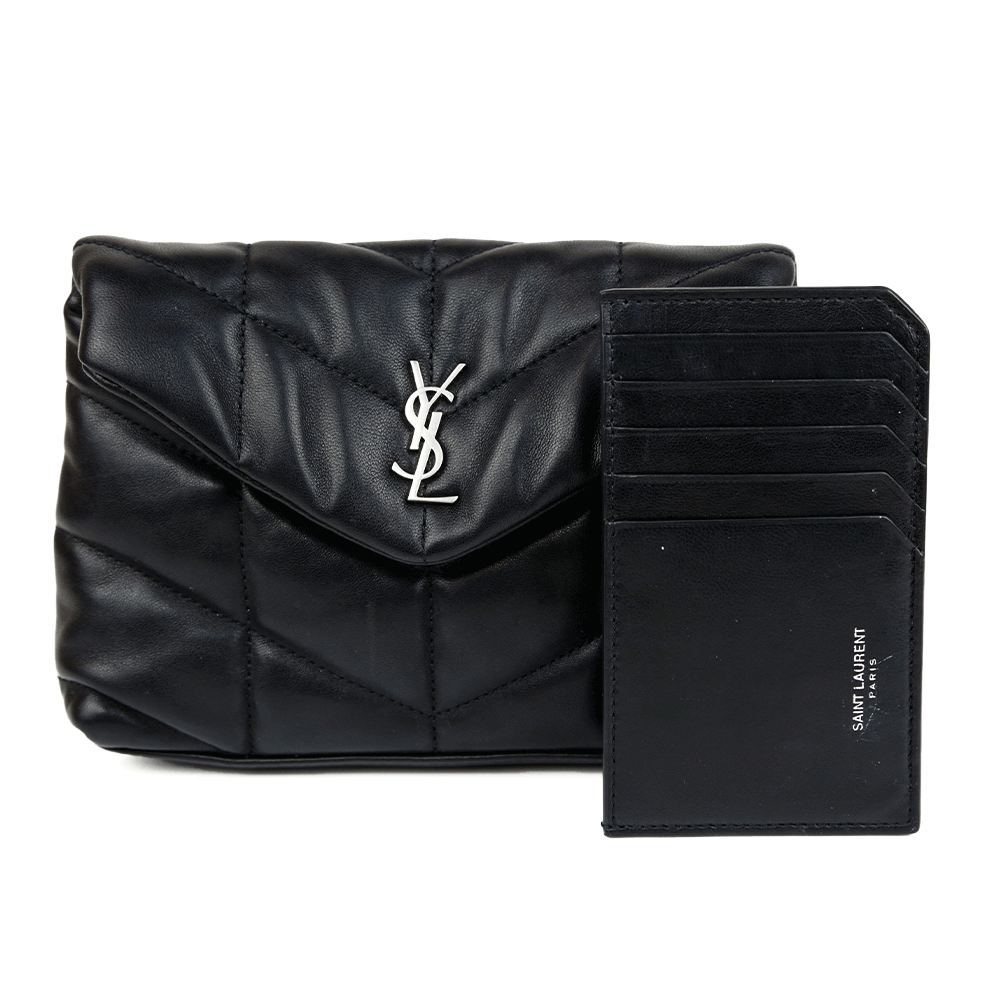 front view of Saint Laurent Small Loulou Puffer Clutch