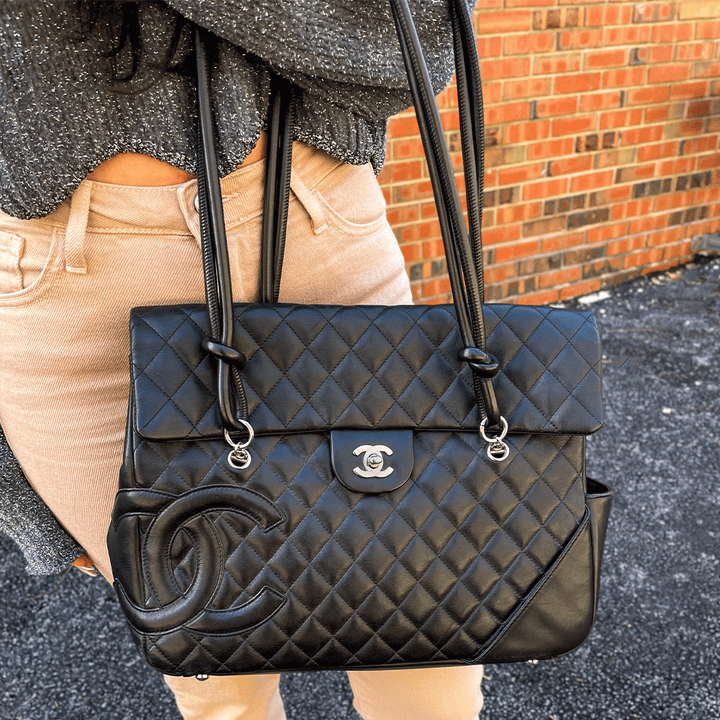 Chanel Ligne Cambon Black Quilted Leather Flap Bag