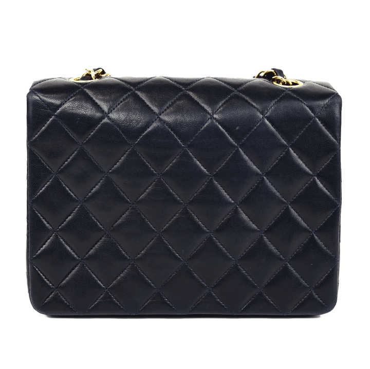 back view of Chanel Navy Vintage Mini Square Classic Flap Bag