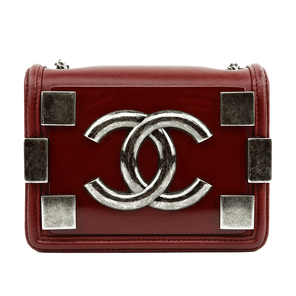 front view of Chanel Burgundy Boy Brick Flap Bag