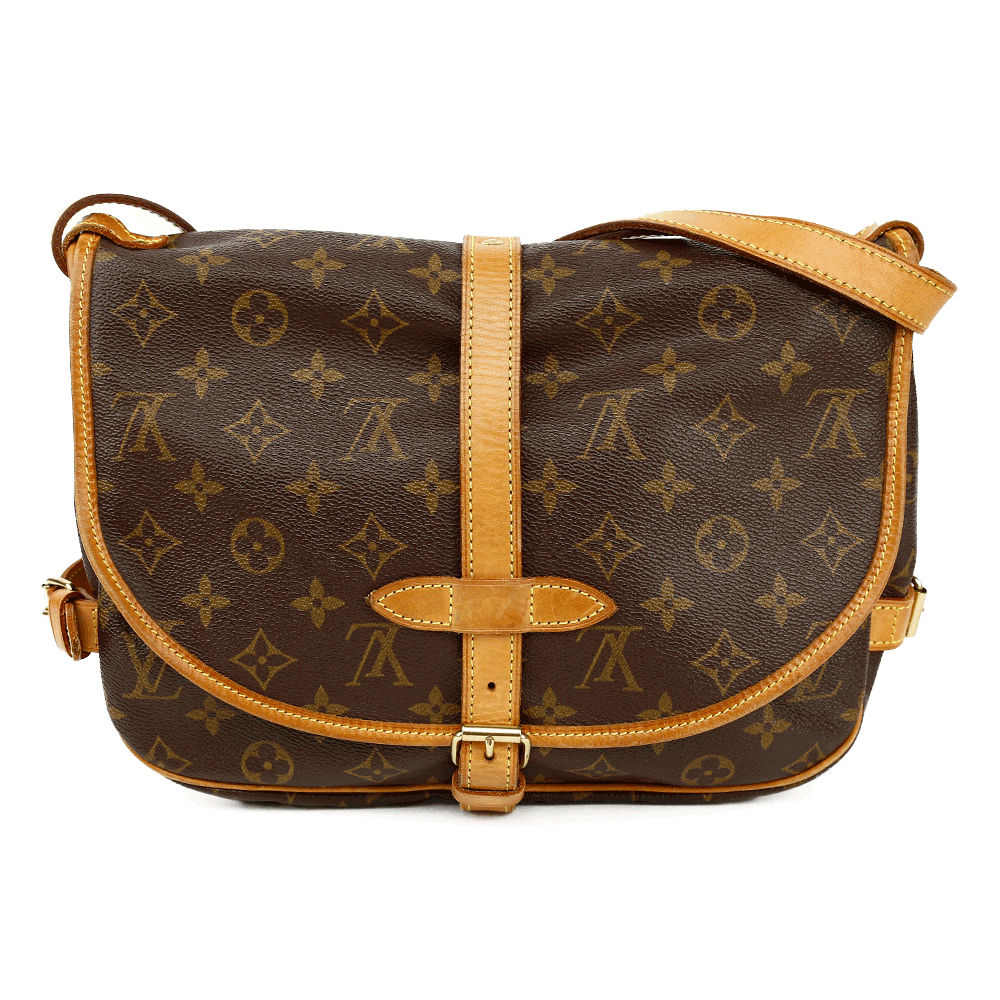 back view of Louis Vuitton Monogram Coated Canvas Saumur 25 Satchel