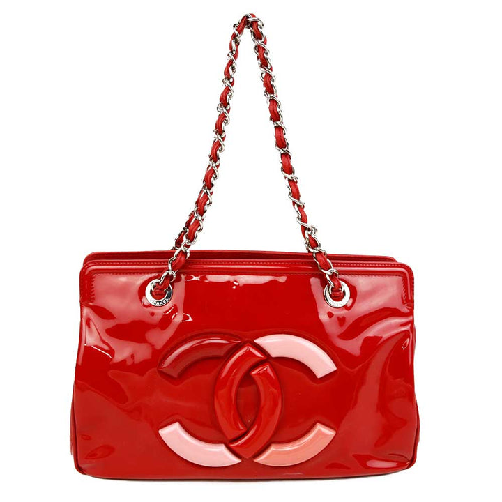 Chanel Red Patent Leather Lipstick Tote Bag