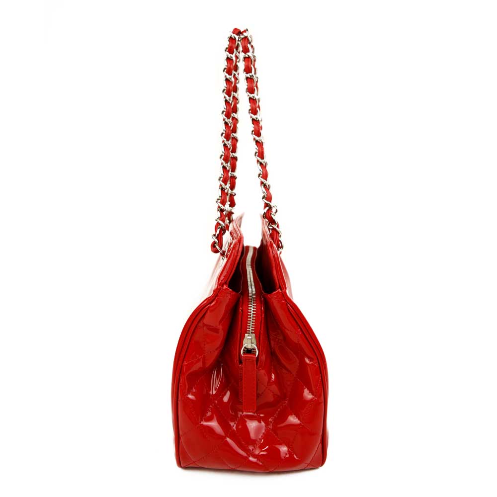 Chanel Red Patent Leather Lipstick Tote Bag