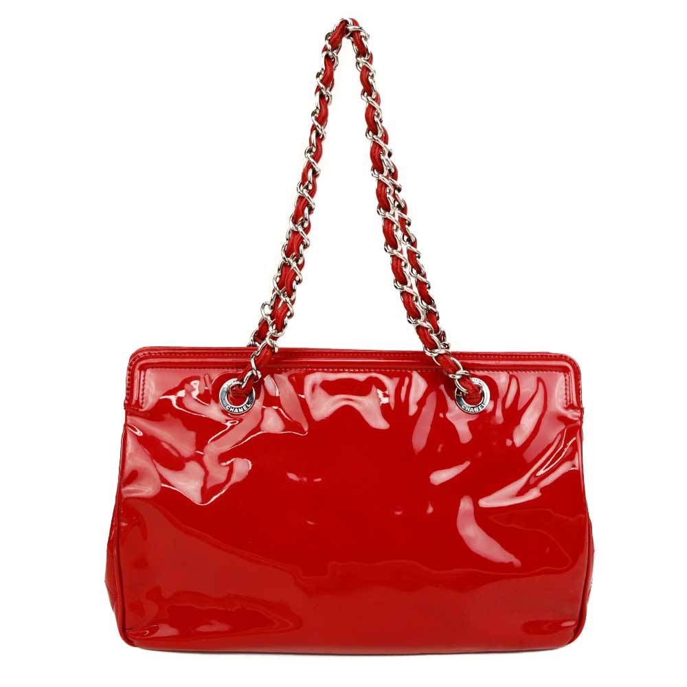 Chanel Red Patent Leather Lipstick Tote Bag