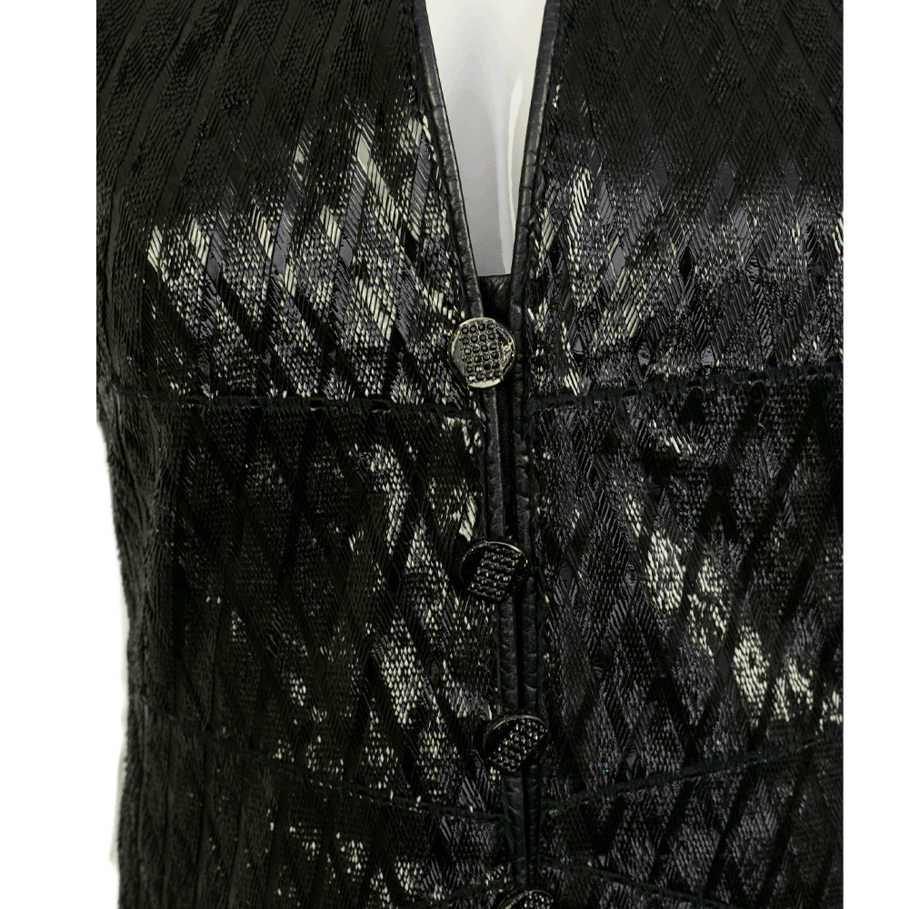 Chanel Navy Laser Cut Leather Vest