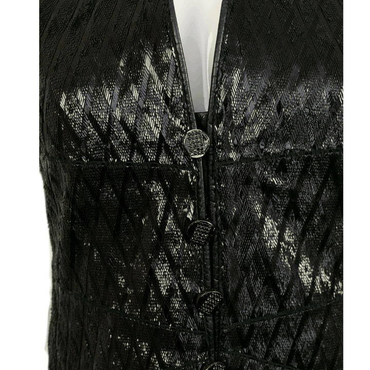 Chanel Navy Laser Cut Leather Vest