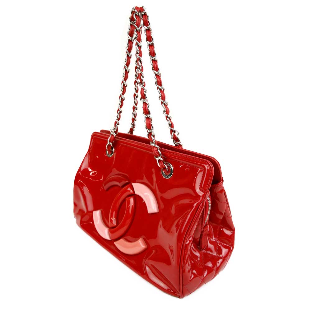 Chanel Red Patent Leather Lipstick Tote Bag