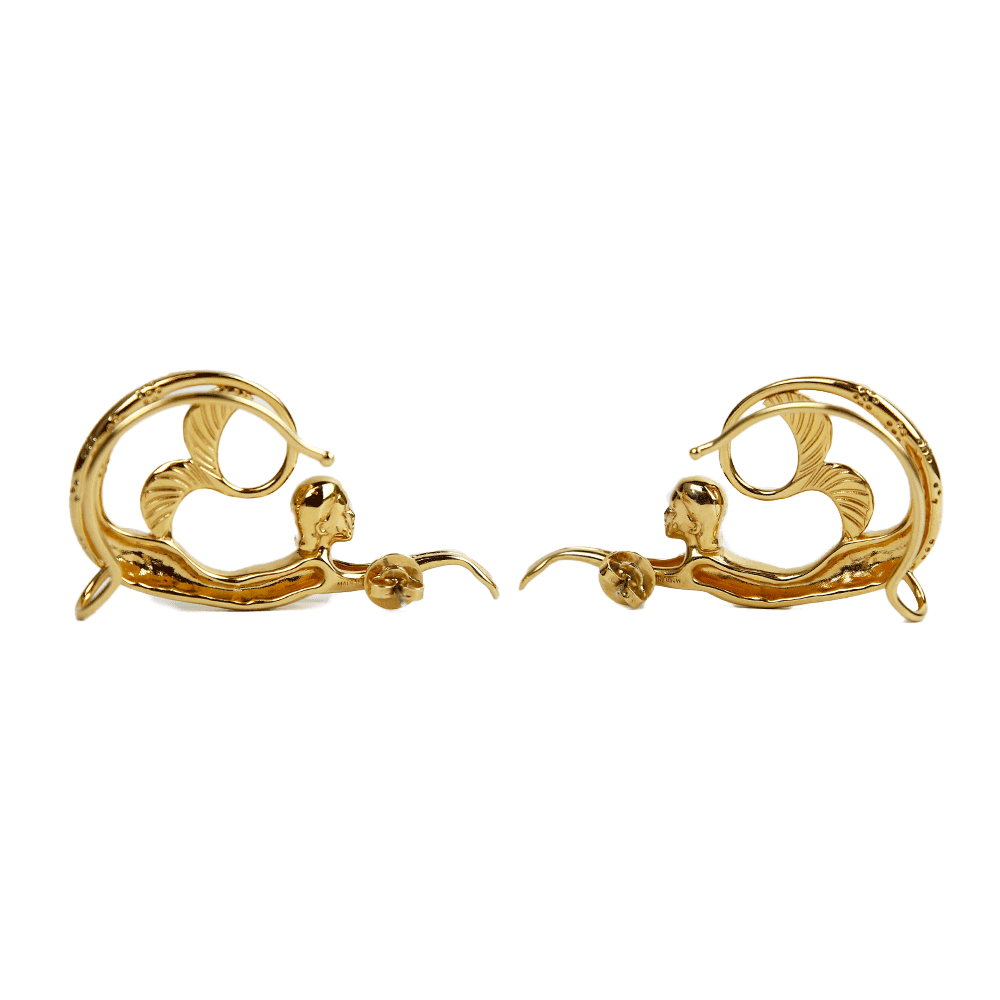 back view of Lanvin Gold Mermaid Cuffed Post Earrings