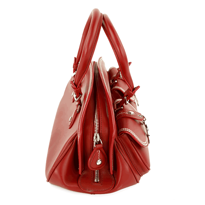 Side view of Dior Vintage Detective Red Leather Medium Handle Bag