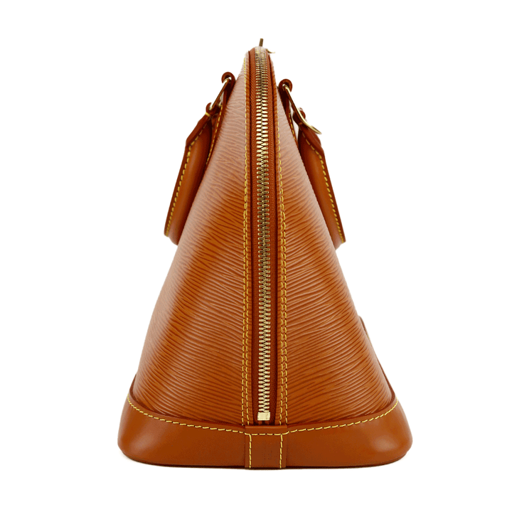 side view of Louis Vuitton Tan Epi Leather Alma PM Tote